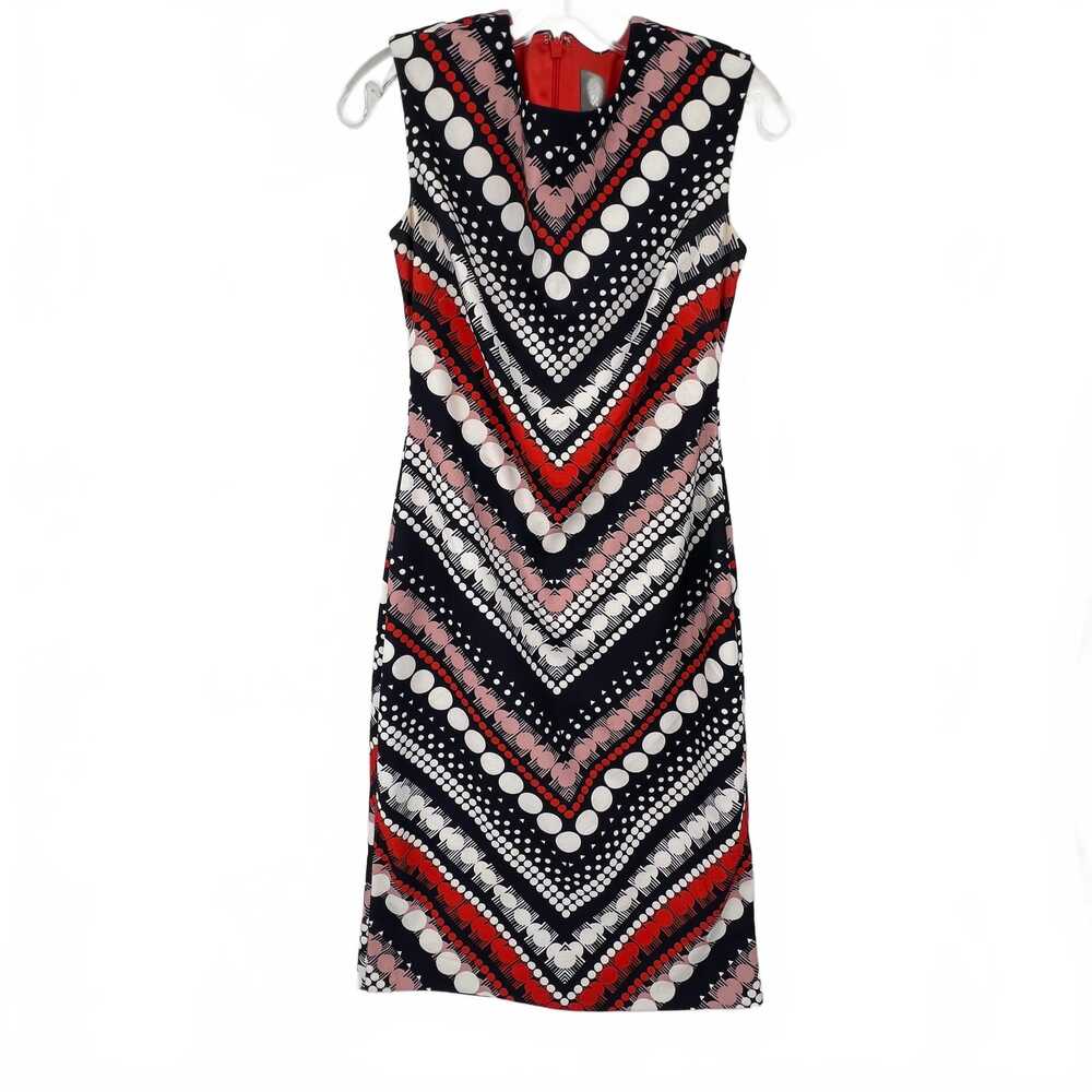 Vince Camuto Navy/White/Red Printed Dress | Midi Fit & Flare, Size 2 - Picture 1 of 10